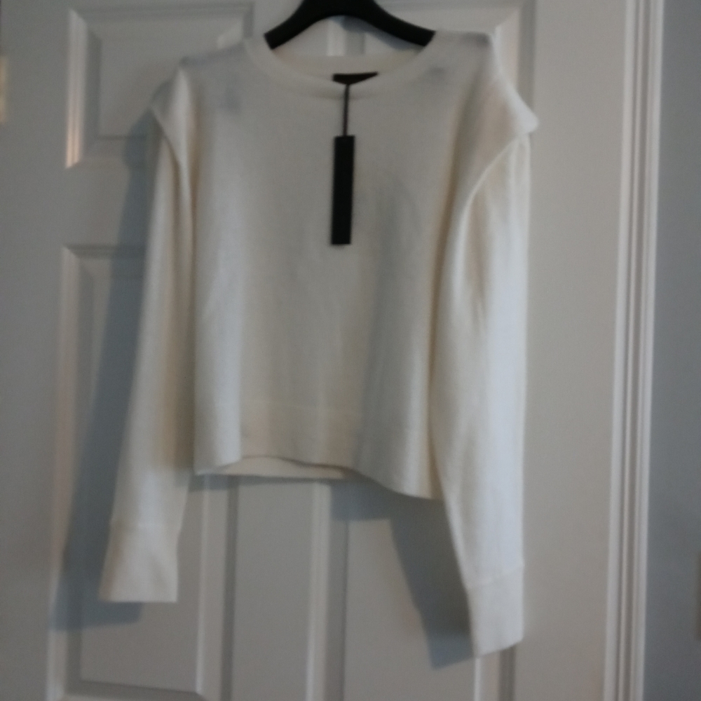 NWT Cashmere HOUSE OF HARLOW 1960 Shoulder Detail Accent Sweater Pullover - Picture 3 of 5